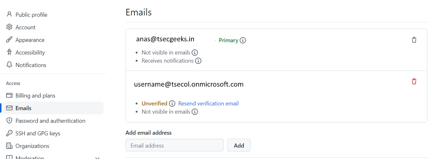 Github Add Email