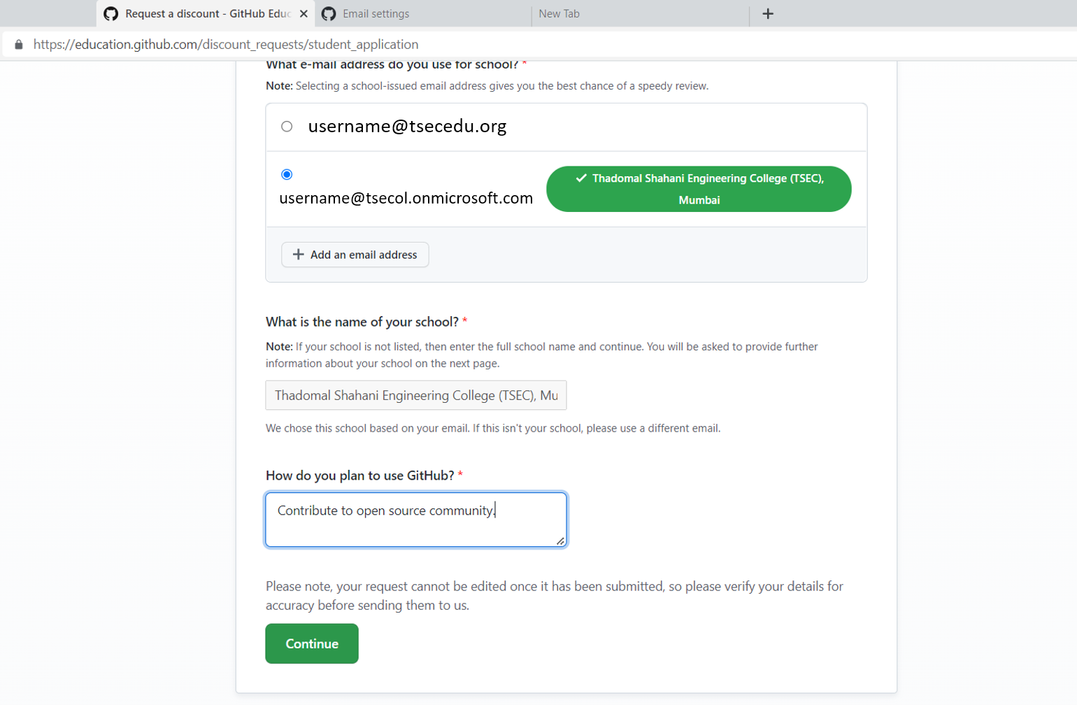 Github Email Verificaton