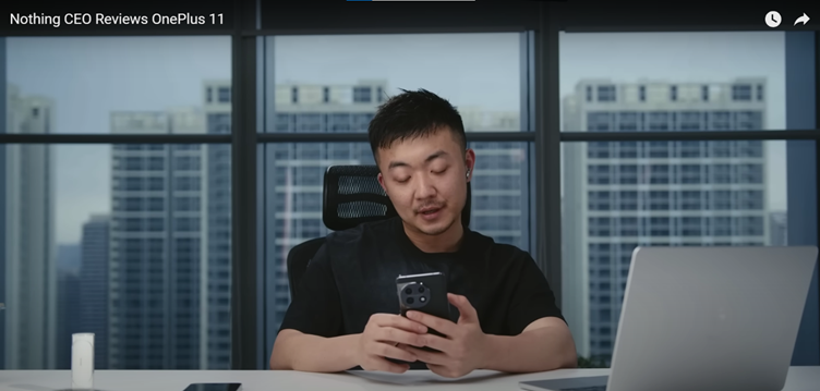 Carl reviewing his former company’s phone- the OnePlus 11.